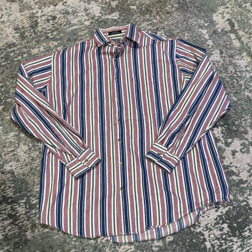 Vintage Mens XLarge Creek Brand Sport Western Striped Button Down Shirt USA